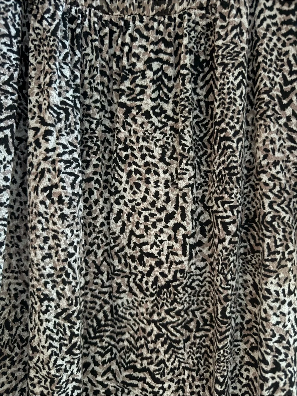 LOFT Animal Print Sheer Puff Sleeve Blouse XS Neutral Taupe & Black Chiffon Top